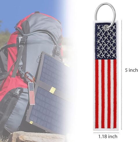 Hicarer 3 Pieces American Flag Keychain Tag with Key Ring 4 of July Independence Day for Keys, Cars, Motorcycles, Backpacks, Luggage, and Present (Red, Blue) in Kuwait