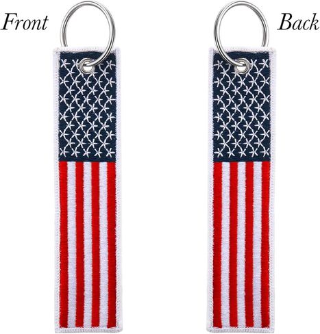 Hicarer 3 Pieces American Flag Keychain Tag with Key Ring 4 of July Independence Day for Keys, Cars, Motorcycles, Backpacks, Luggage, and Present (Red, Blue) in Kuwait