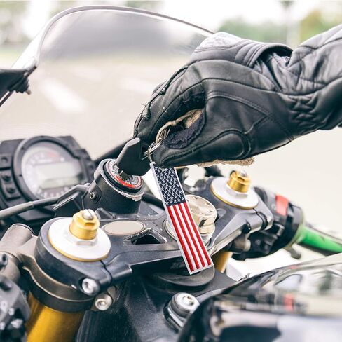 Hicarer 3 Pieces American Flag Keychain Tag with Key Ring 4 of July Independence Day for Keys, Cars, Motorcycles, Backpacks, Luggage, and Present (Red, Blue) in Kuwait