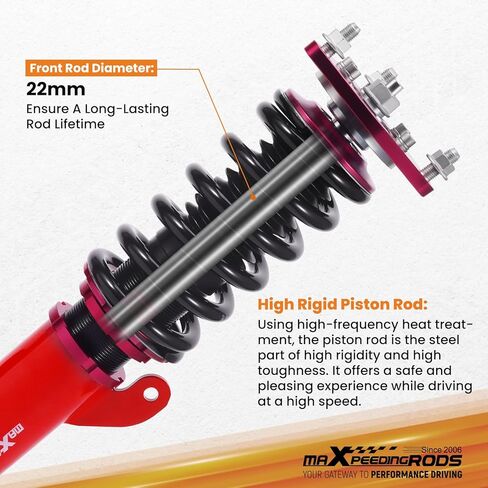 maXpeedingrods Coilovers for Mitsubishi Lancer(CX/CY) 2008-2016, for Mitsubishi Outlander Sport(GA) 2011-2020, Height Adjustable Coilovers Suspension Kit, Preset Damping Lowering Kit, Red in Kuwait
