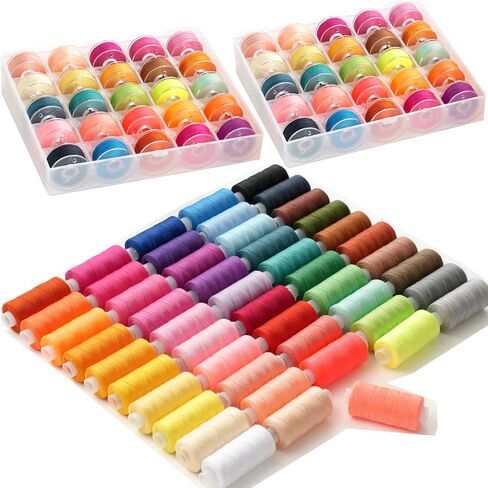 100 PCS Professional Sewing Thread, 50 Colors 400 Yard/Spool Polyester Sewing Thread with Matched Prewound Bobbins in Kuwait