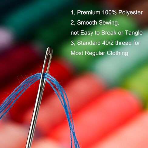 100 PCS Professional Sewing Thread, 50 Colors 400 Yard/Spool Polyester Sewing Thread with Matched Prewound Bobbins in Kuwait