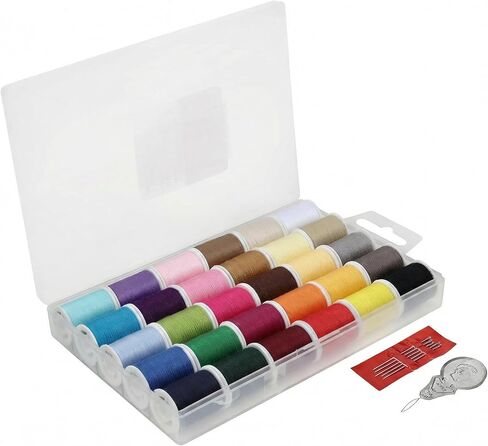 30 Pcs Polyester Sewing Thread Set, 50 Yards Per Spool, Sewing Supplies with Needles and Threader for Hand and Machine Sewing in Kuwait