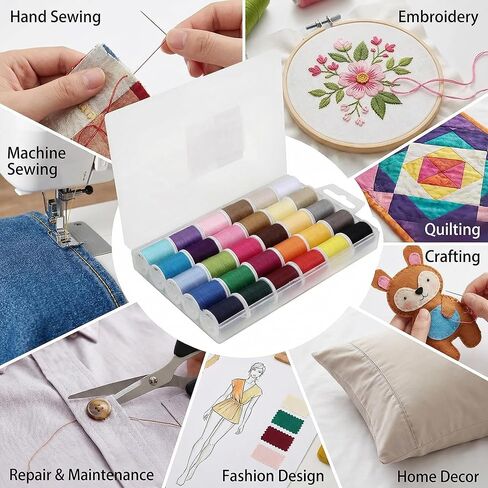 30 Pcs Polyester Sewing Thread Set, 50 Yards Per Spool, Sewing Supplies with Needles and Threader for Hand and Machine Sewing in Kuwait