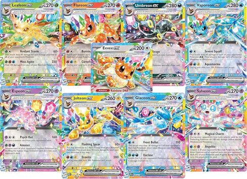 Pokemon - SV Prismatic Evolutions - Eeveelutions - Umbreon - Eevee - Sylveon - Espeon - Jolteon - Glaceon - Flareon Vaporeon - Leafeon - Tera ex - Double Rare - 9 Card Lot Bundle in Kuwait
