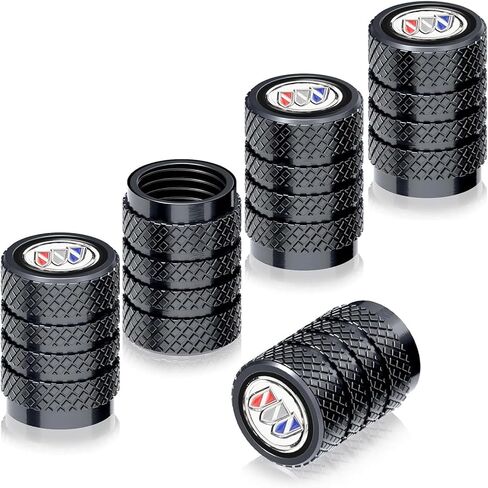 Tire Valve Stem Cap Cover Universal Fit for Buick Lacrosse Encore Regal Verano Envision Excelle Electra Century Caballero Allure Apollo Accessories for Car Truck Motorcycle Bike 26020702 Black 5Pcs in Kuwait