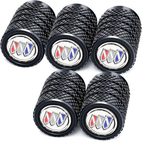 Tire Valve Stem Cap Cover Universal Fit for Buick Lacrosse Encore Regal Verano Envision Excelle Electra Century Caballero Allure Apollo Accessories for Car Truck Motorcycle Bike 26020702 Black 5Pcs in Kuwait
