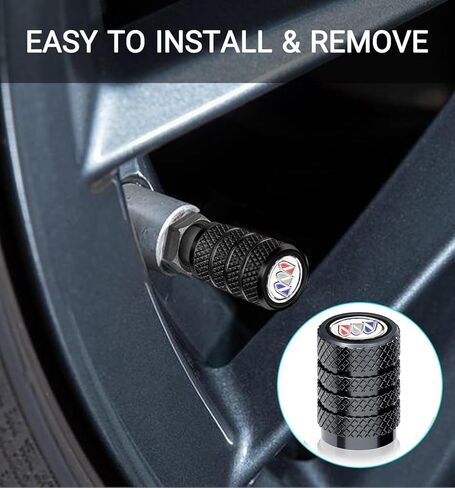 Tire Valve Stem Cap Cover Universal Fit for Buick Lacrosse Encore Regal Verano Envision Excelle Electra Century Caballero Allure Apollo Accessories for Car Truck Motorcycle Bike 26020702 Black 5Pcs in Kuwait