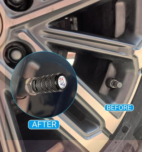 Tire Valve Stem Cap Cover Universal Fit for Buick Lacrosse Encore Regal Verano Envision Excelle Electra Century Caballero Allure Apollo Accessories for Car Truck Motorcycle Bike 26020702 Black 5Pcs in Kuwait