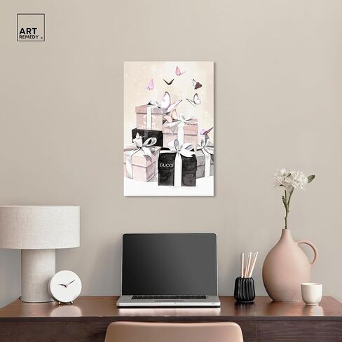 Art Remedy Butterflies Gift Boxes Canvas Fashion Illustration, Gallery Wrapped, 16" x 24" in Kuwait