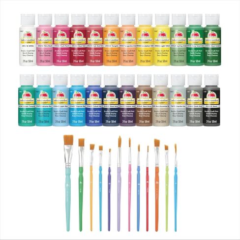 Apple Barrel Gloss Acrylic Craft Paint and Brush Kit, Set of 36 in Kuwait