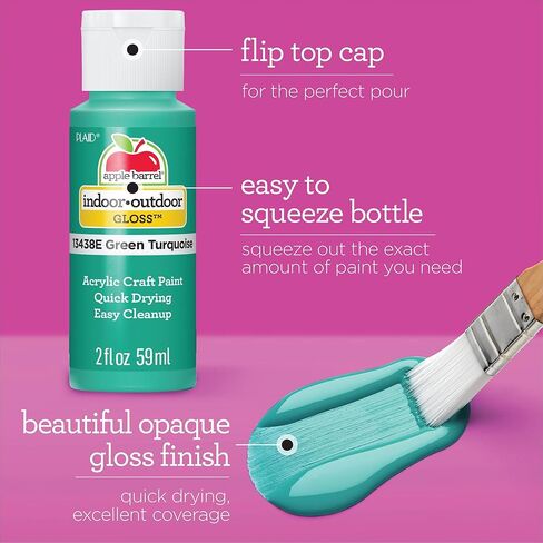 Apple Barrel Gloss Acrylic Craft Paint and Brush Kit, Set of 36 in Kuwait