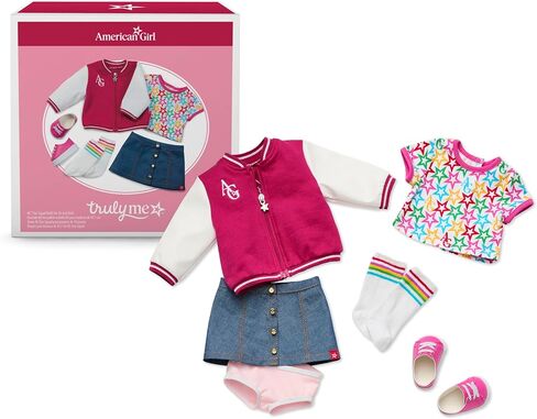 ملابس الدمى من American Girl Truly Me، مقاس 18 بوصة، زي AG Star Squad، مع سترة فارسيتي، 4 قطع، للأعمار من 6 سنوات فما فوق in Kuwait
