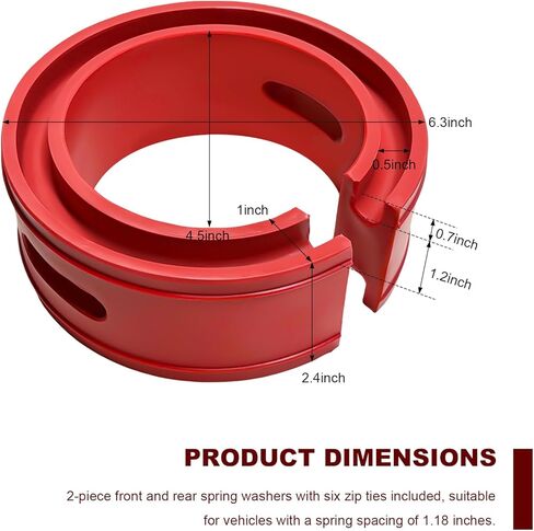 2 PCS Rubber Coil Spring Spacer, Heavy Duty Auto Coil Spring Isolator for 1.45"-1.65" Springs Spacing, Universal Front & Rear Spacer Booster for Enhancing Springs Rate in Kuwait