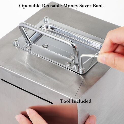 Metal Piggy Bank for Adult, 6 Inch Large Cube Stainless Steel Piggy Bank Safe for Cash Coin, Reusable Money Saving Box, Openable in Kuwait