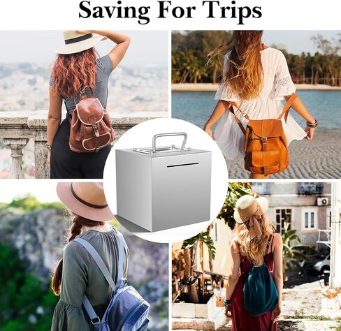 Metal Piggy Bank for Adult, 6 Inch Large Cube Stainless Steel Piggy Bank Safe for Cash Coin, Reusable Money Saving Box, Openable in Kuwait