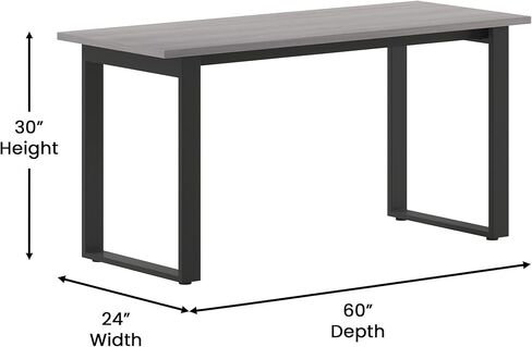 Flash Furniture Redmond Conference Table with U-Frame Base, Commercial Water and Scratch Resistant Laminate Finish, PVC Edge, Heavy Duty Steel Frame, 60x24, Gray Oak in Saudi Arabia