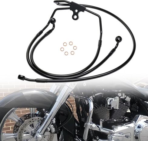 14 بوصة Touring Ape Hanger تمديد خط الفرامل No/ABS لـ Harley 1994-2007 Road Glide Street Glide Road King Electra Glide No ABS، أسود in Kuwait