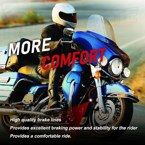 14 بوصة Touring Ape Hanger تمديد خط الفرامل No/ABS لـ Harley 1994-2007 Road Glide Street Glide Road King Electra Glide No ABS، أسود in Kuwait