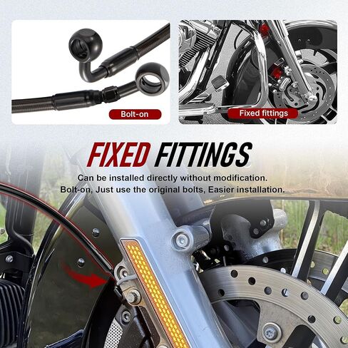 14 بوصة Touring Ape Hanger تمديد خط الفرامل No/ABS لـ Harley 1994-2007 Road Glide Street Glide Road King Electra Glide No ABS، أسود in Kuwait