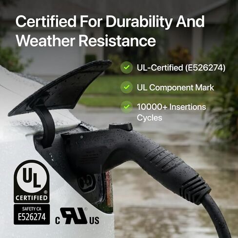 كابل استبدال شاحن EV 40A J1772 المستوى 2 - 240 فولت، 20 قدمًا، مدرج في قائمة UL، تصنيف IP67، سترة مرنة شديدة التحمل، نهاية سلك مفتوح، سهل التركيب لمحطات شحن EV in Kuwait