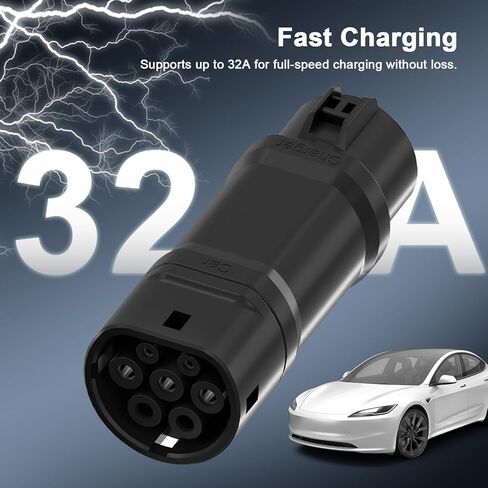 Type 1(J1772) to Type 2 EV Charging Adapter Compatible with IEC62196 Electric Vehicles, Black Connector Set for Toyota, Honda, Audi, BMW, Buick, Ford, Chevrolet in Kuwait