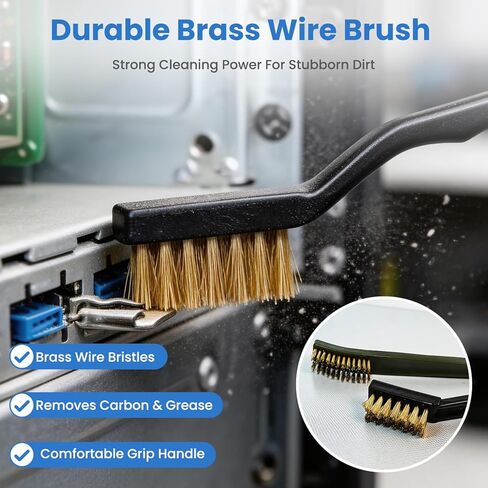 Carburetor Cleaning Kit, 13 Stainless Steel Wires, 10 Needles, 5 Nylon Brushes,1pick, 4 Cleaning Hooks and 1 Hex Wrench 2 Brushes, Tool for Motorcycle, Lawnmower, ATV, Chainsaw, Spray Gun in Kuwait