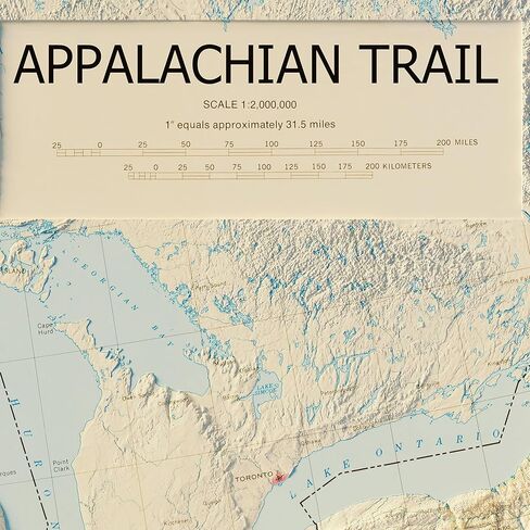 Muir Way Appalachian Trail 1981 خريطة الإغاثة المظللة - طباعة ورقية مسطحة ثنائية الأبعاد - وهم مظلل ثلاثي الأبعاد - ورق وأحبار الفنون الجميلة بجودة المعرض - 100٪ قطن وخالي من الأحماض - صنع في الولايات المتحدة الأمريكية - 24 بوصة × 36 بوصة - بدون إطار in Kuwait
