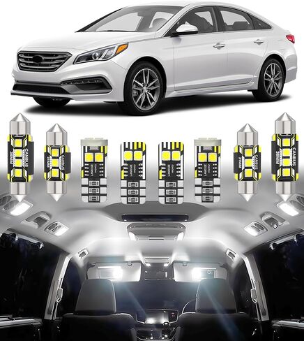استبدال ضوء LED داخلي للسيارة BMT xms لسيارة Hyundai Sonata YF LF DN8 2011-2019، حزمة مصابيح إضاءة داخلية فائقة السطوع 6000K، 11 قطعة in Kuwait