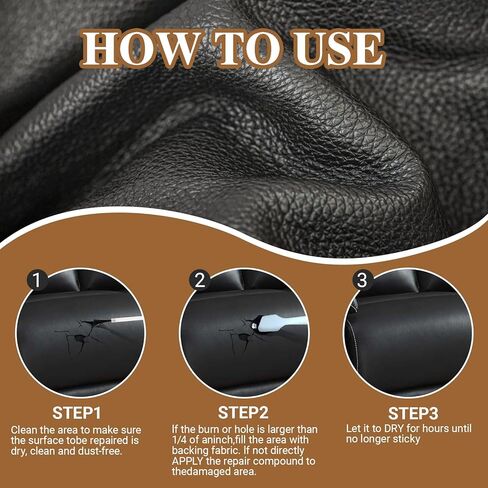 2026 Advanced Leather Repair Gel, Multifunctional Leather & Vinyl Repair Kit for Car Seats, Furniture, Couches & Jackets, Fast-Drying Repair Cream for Genuine/Faux Leather (2PCS,Black) in Kuwait