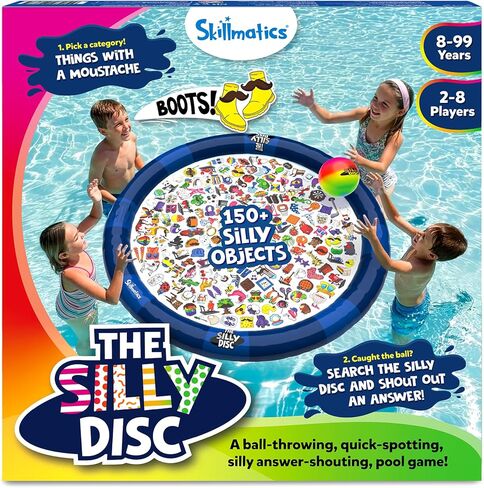 Skillmatics The Silly Disc - لعبة حفلة حمام السباحة للأطفال والمراهقين والبالغين، لعبة بقعة وصياح مضحكة، لعبة حمام السباحة، نشاط عائلي في الهواء الطلق، لعبة صيفية، هدية مرحة للأعمار من 8 و9 و10 سنوات فما فوق in Kuwait