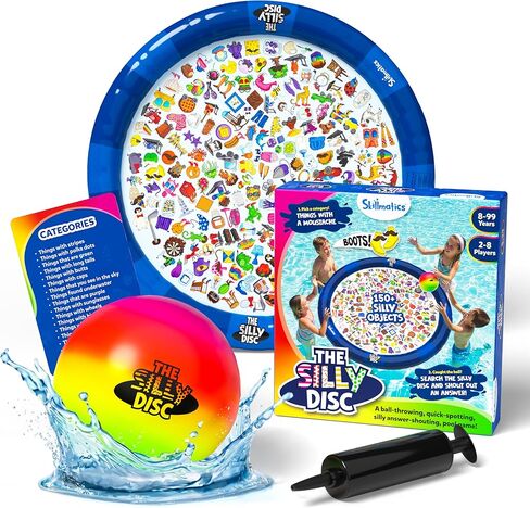 Skillmatics The Silly Disc - لعبة حفلة حمام السباحة للأطفال والمراهقين والبالغين، لعبة بقعة وصياح مضحكة، لعبة حمام السباحة، نشاط عائلي في الهواء الطلق، لعبة صيفية، هدية مرحة للأعمار من 8 و9 و10 سنوات فما فوق in Kuwait