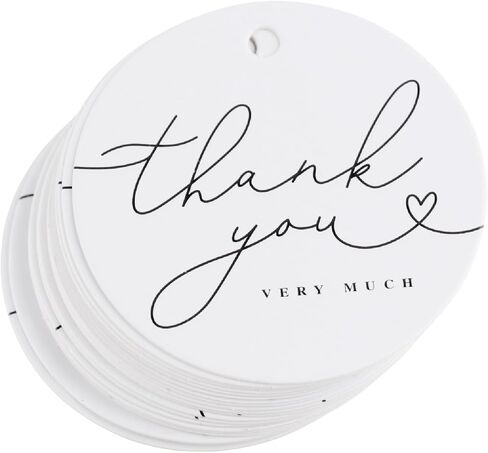 120 Pack Thank You Gift Tags, 2.5" x 2.5" Round Pre-Punched Hole Hanging Bag Tag for Party Favors (Ribbon/Twine String is NOT Included) in Kuwait