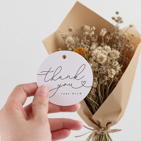 120 Pack Thank You Gift Tags, 2.5" x 2.5" Round Pre-Punched Hole Hanging Bag Tag for Party Favors (Ribbon/Twine String is NOT Included) in Kuwait