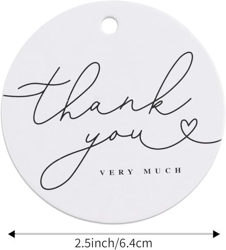 120 Pack Thank You Gift Tags, 2.5" x 2.5" Round Pre-Punched Hole Hanging Bag Tag for Party Favors (Ribbon/Twine String is NOT Included) in Kuwait