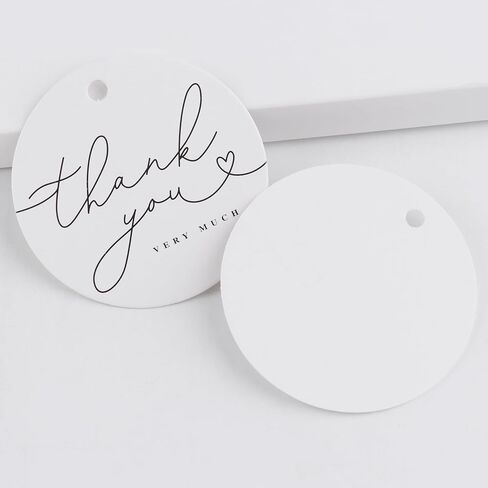 120 Pack Thank You Gift Tags, 2.5" x 2.5" Round Pre-Punched Hole Hanging Bag Tag for Party Favors (Ribbon/Twine String is NOT Included) in Kuwait