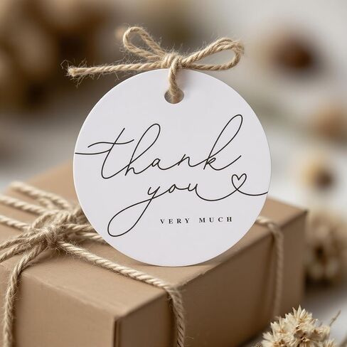 120 Pack Thank You Gift Tags, 2.5" x 2.5" Round Pre-Punched Hole Hanging Bag Tag for Party Favors (Ribbon/Twine String is NOT Included) in Kuwait