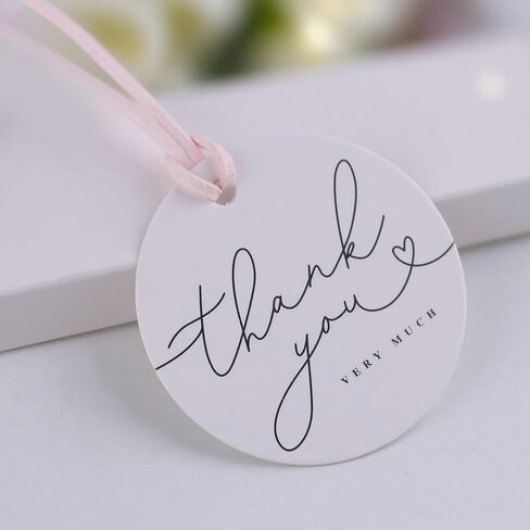 120 Pack Thank You Gift Tags, 2.5" x 2.5" Round Pre-Punched Hole Hanging Bag Tag for Party Favors (Ribbon/Twine String is NOT Included) in Kuwait