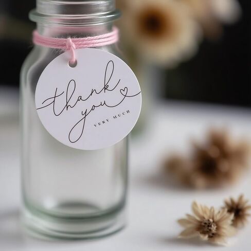 120 Pack Thank You Gift Tags, 2.5" x 2.5" Round Pre-Punched Hole Hanging Bag Tag for Party Favors (Ribbon/Twine String is NOT Included) in Kuwait