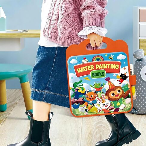 Usmfuie Water Coloring Book for Toddlers 1-3 - Mess Free Reusable Magic Reveal Montessori Painting Book with Water Pen - No Mess Paint with Water Activity for Kids Ages 2-4 in Kuwait