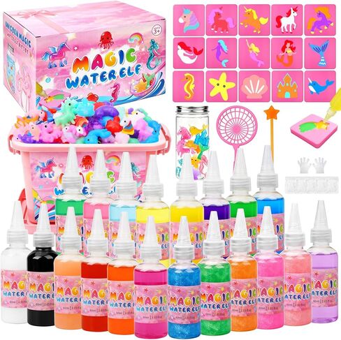 RYNZELA Magic Water Elf Toy Kit – Unicorn & Mermaid Aqua Gel Water Pets for Girls Ages 4–8, 20 Gels & 16 Molds – Easy to Color Gift with Magical Themes for Your Creative Little Princess in Kuwait