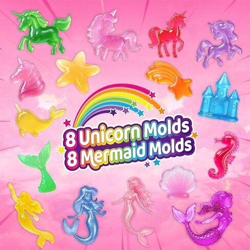 RYNZELA Magic Water Elf Toy Kit – Unicorn & Mermaid Aqua Gel Water Pets for Girls Ages 4–8, 20 Gels & 16 Molds – Easy to Color Gift with Magical Themes for Your Creative Little Princess in Kuwait