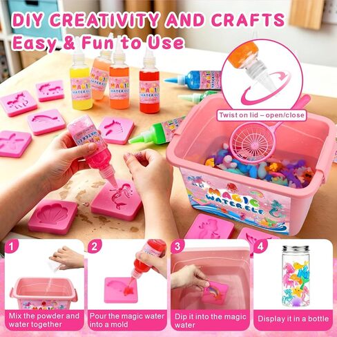 RYNZELA Magic Water Elf Toy Kit – Unicorn & Mermaid Aqua Gel Water Pets for Girls Ages 4–8, 20 Gels & 16 Molds – Easy to Color Gift with Magical Themes for Your Creative Little Princess in Kuwait