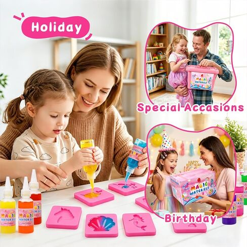 RYNZELA Magic Water Elf Toy Kit – Unicorn & Mermaid Aqua Gel Water Pets for Girls Ages 4–8, 20 Gels & 16 Molds – Easy to Color Gift with Magical Themes for Your Creative Little Princess in Kuwait