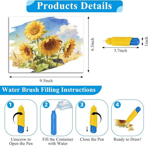 27 Pack Reusable Water Painting Toys for Dementia Activities for Elderly Seniors Water Doodle Coloring with 2 Brushes Mess-Free Dementia Products for Adults Memory Care Gifts for Nursing Home Patients in Kuwait