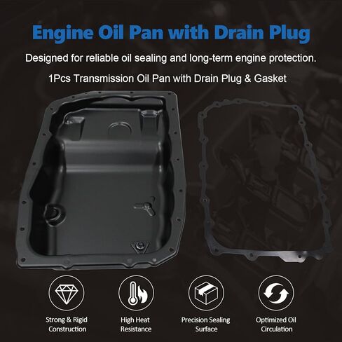 AUCERAMIC 6L80 Transmission Oil Pan with Drain Plug & Gasket Fit for Chevrolet Silverado 1500 Tahoe Suburban Escalade, GMC Sierra 1500 Yukon XL, Hummer H2 2006-2019 Replaces# 265-582 24222657 24224781 in Kuwait