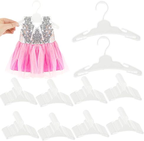 80 Pcs Doll Clothes Hangers for 18 Inch Dolls White Plastic Clothes Hangers for American Girl with Non-Slip Clips, Space-Saving Wardrobe Accessories for Gown Dress Outfit in Kuwait
