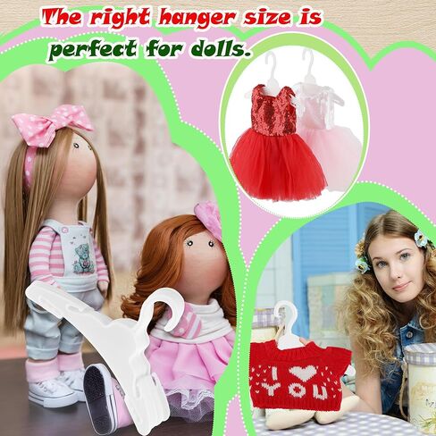 80 Pcs Doll Clothes Hangers for 18 Inch Dolls White Plastic Clothes Hangers for American Girl with Non-Slip Clips, Space-Saving Wardrobe Accessories for Gown Dress Outfit in Kuwait