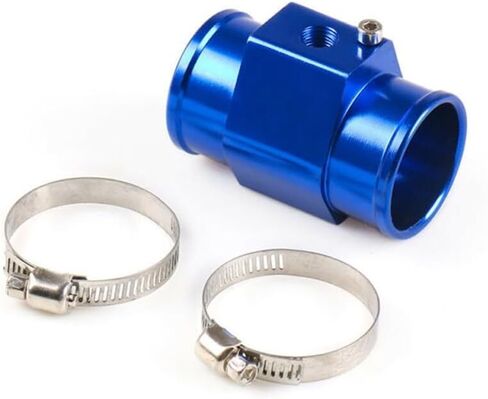 40mm Water Temp Gauge Joint Pipe, Blue Aluminum Radiator Hose Adapter With Stainless Steel Clamps For Car Temperature Sensor Installation 3 Pack in Kuwait