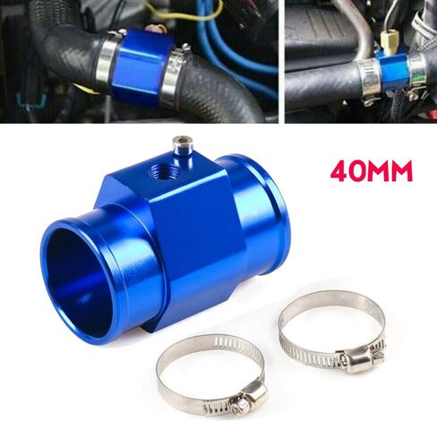 40mm Water Temp Gauge Joint Pipe, Blue Aluminum Radiator Hose Adapter With Stainless Steel Clamps For Car Temperature Sensor Installation 3 Pack in Kuwait